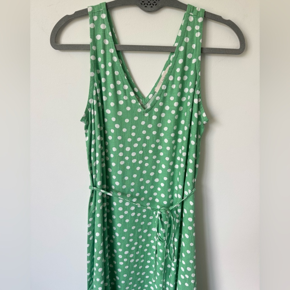 LOFT Dotted Godet Double V Midi Dress - Size S - Picture 5 of 12